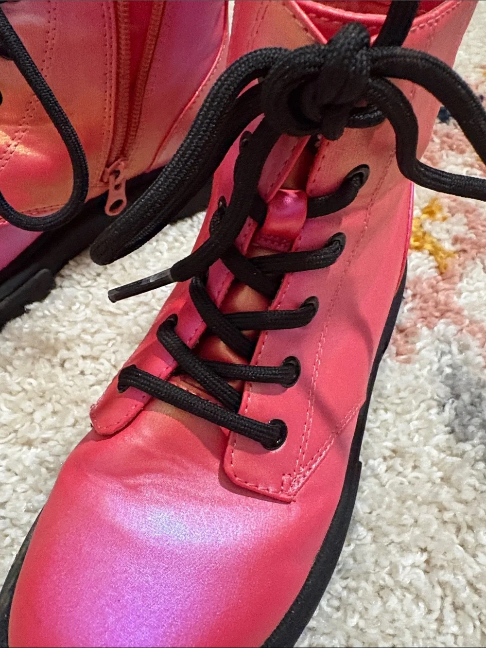 art class Pink Ombre Lace-Up Side-Zip Kids Boots